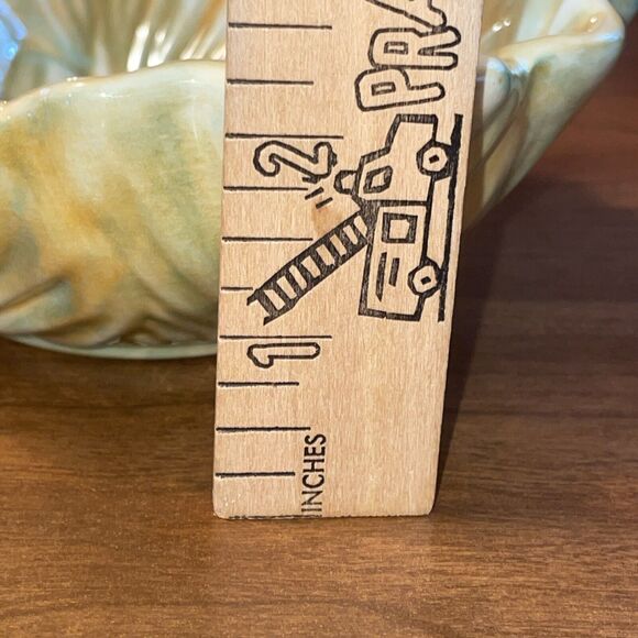 Vtg Light Green 2.5 X 6 Inch Ceramic Cabbage Dip/Condiment Bowl Signed - Picture 10 of 11